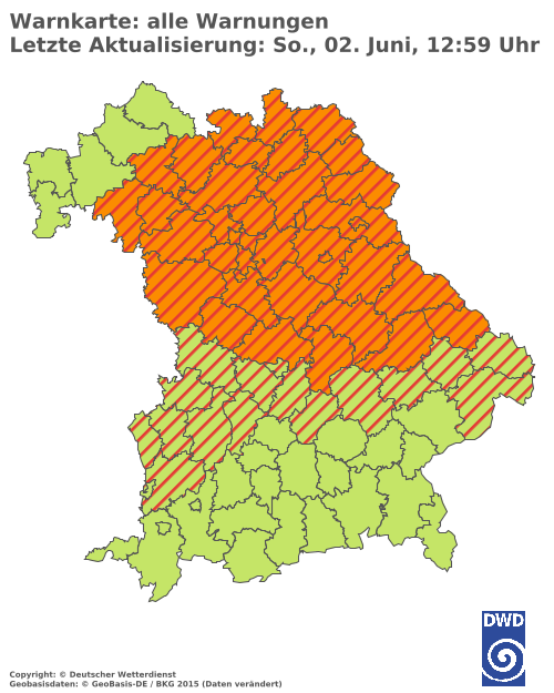 Aktuelle Wetterwarnungen für  Augsburg