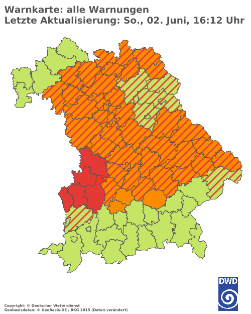 Aktuelle Wetterwarnungen für  Augsburg